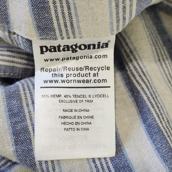 Patagonia Garden Island Shorts Womens M Gray Blue Stripe Wrap Tie Front Gorpcore - Picture 7 of 7